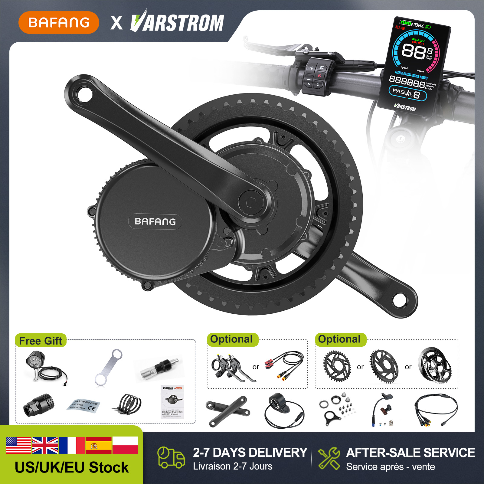 Side Hung Mid Drive Motor Kit - [US-Lager] BAFANG 48V 500W 750W 52V