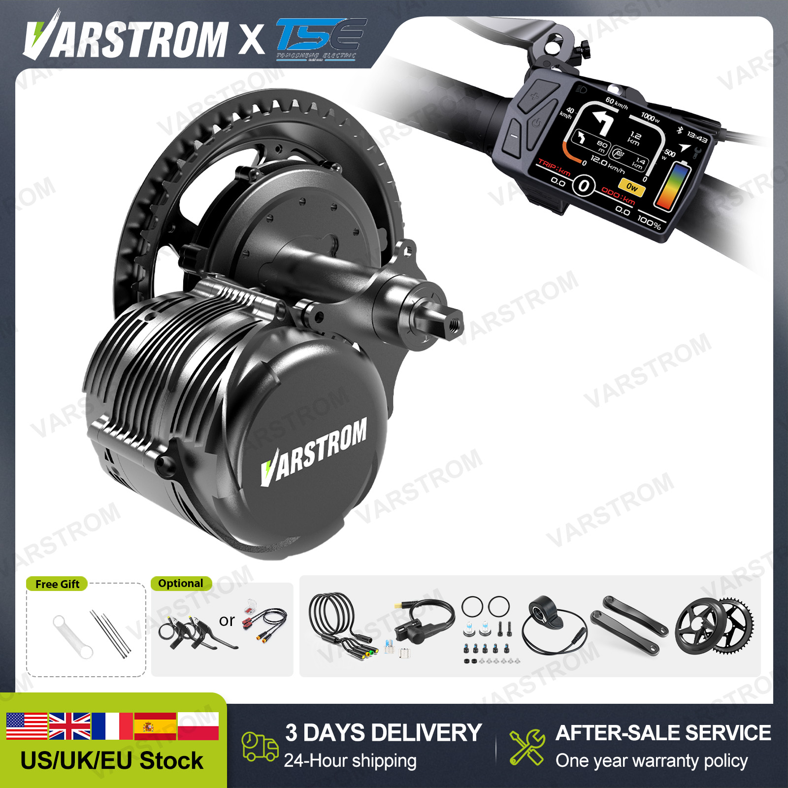 Torque Sensor Mid Drive Motor Kit - [USA Lager] Tongsheng 750W TSDZ8 TSDZ16