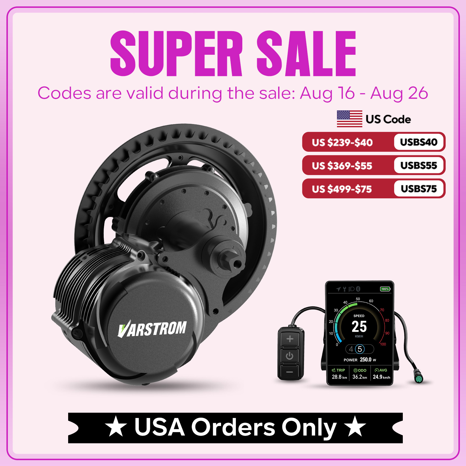 Torque Sensor Mid Drive Motor Kit - [US LAGER] Varstrom & Tongsheng Z8