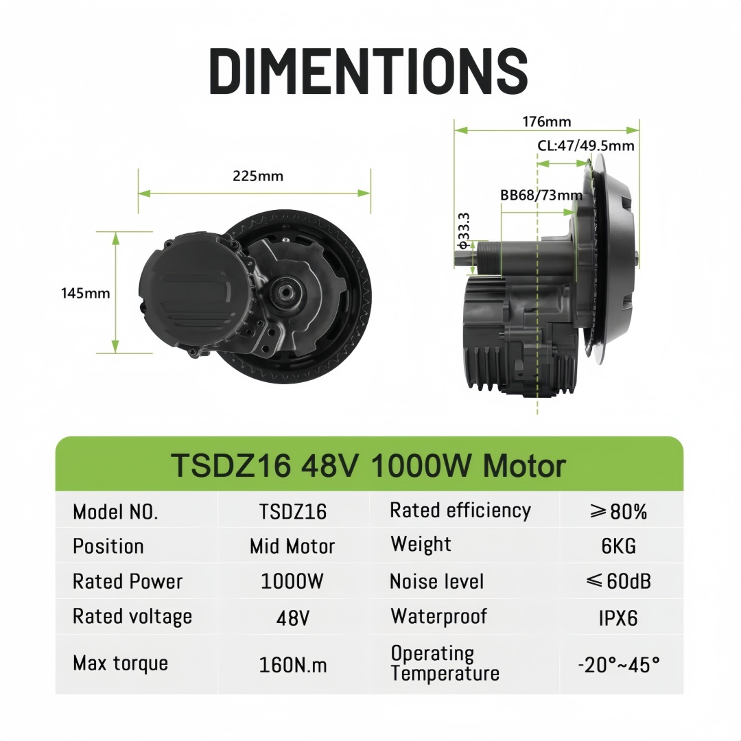 TONGSHENG TSDZ16 48 V 1000 W E – Mid Drive Conversion Kit 1000W Bewertung und Preis