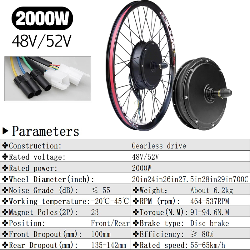 5000W E-Bike Umbausatz 72V mit – Gearless Hub Motor Conversion Kit 2000W With Display Bewertung und Preis