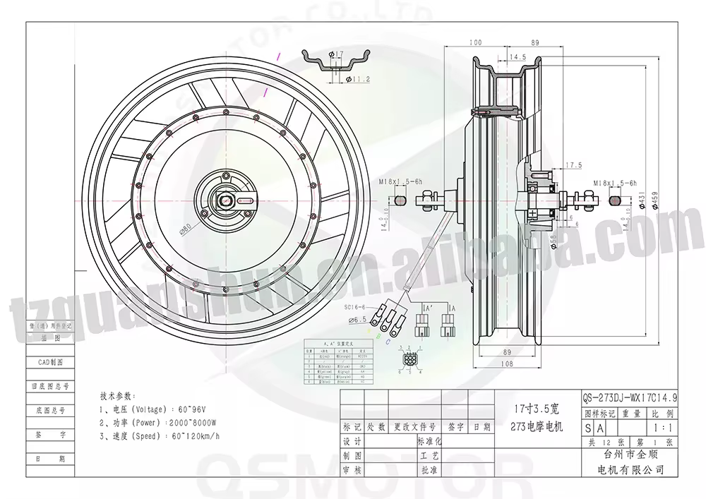 QSMOTOR QS273 17-Zoll 3000W V3 – 17 Inch Motorcycle Rim Hub Motor 72V Bewertung und Preis